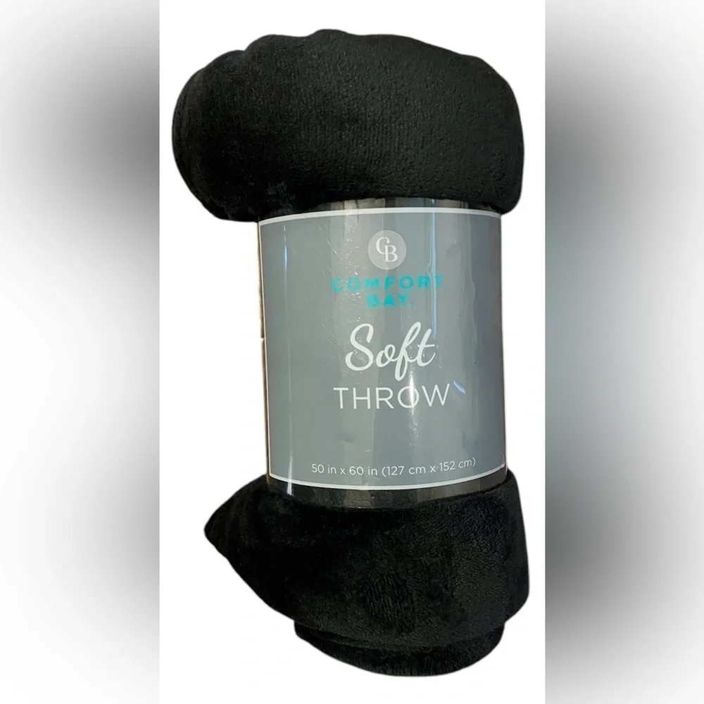 NEW Comfort Bay Black Soft Throw Blanket 50 X 60 Soft Cozy Warm Lounge